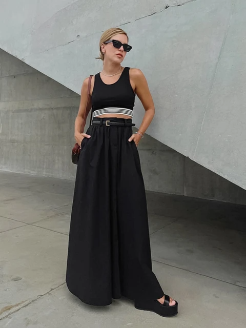 Elegant Cotton Long Skirt