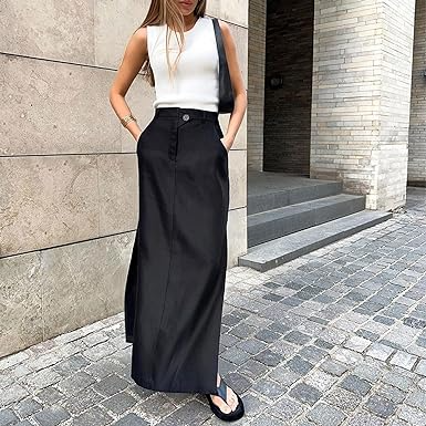 Split High Waist Long Straight Skirts