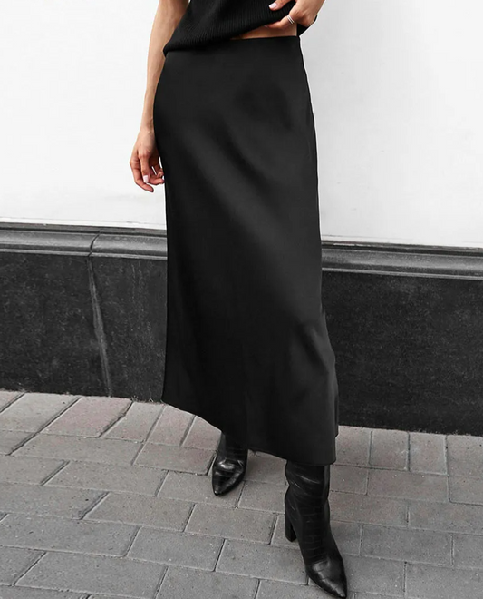 Sleek Midi Satin Skirt