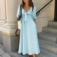 Puff Sleeve Long Dress