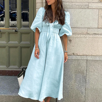 Puff Sleeve Long Dress