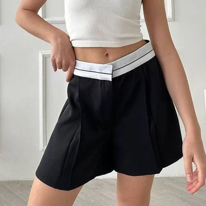 Black & White Patchwork High Waist Shorts